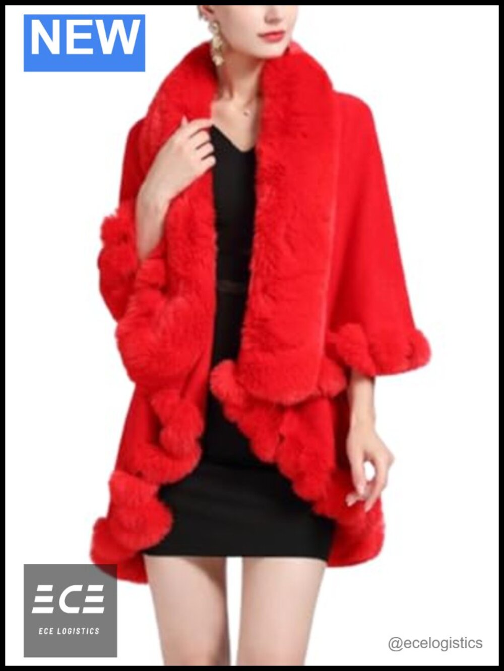 Faux Fur Shawl Wrap Women Winter Warm Knit Cardigan Bridal Wedding Cover Up